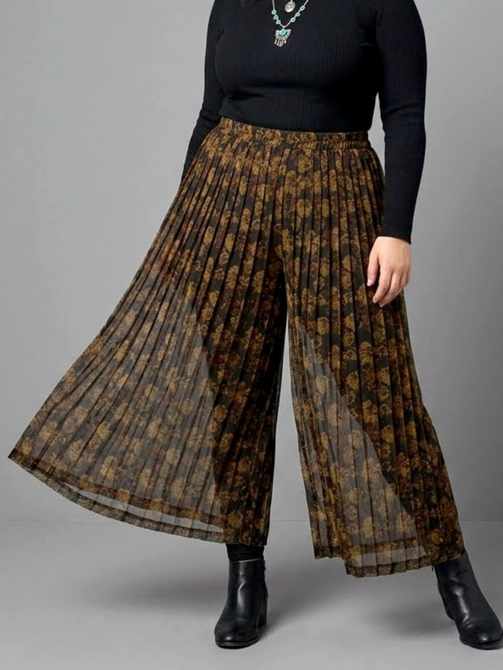Vintage Pleated Palazzo Pants Plus Size 20 DEADSTOCK Sheer Boho Festival 80s NWT
